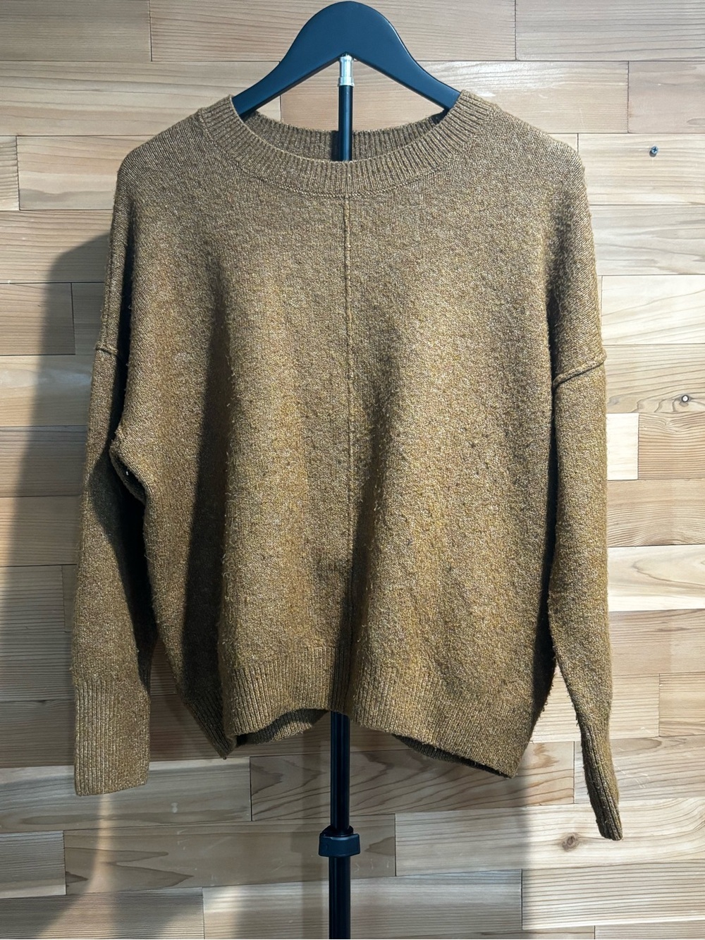 Vince Camuto Camel Brown Heathered Crewneck Sweater